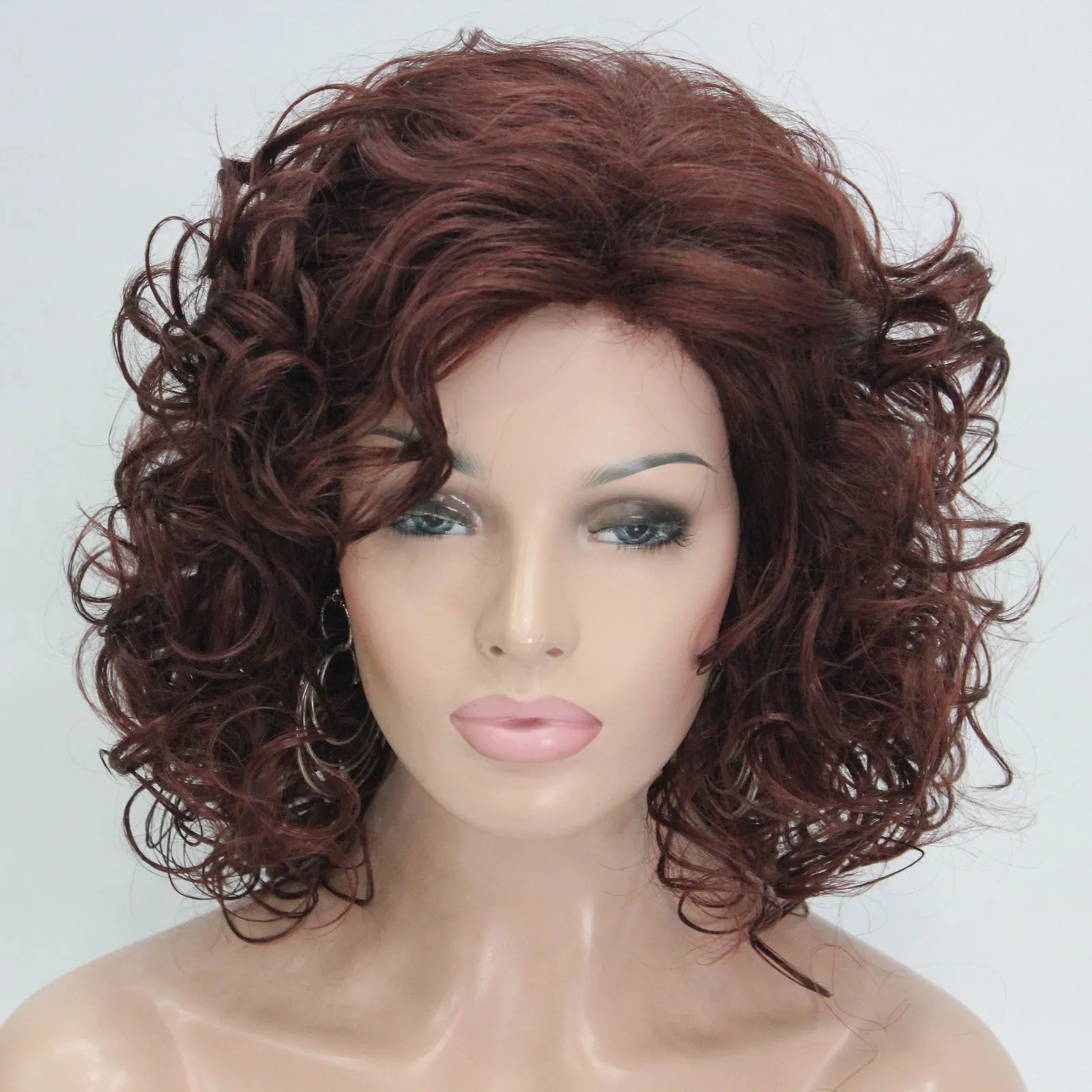 beautiful fashion Hivision 2018 New cute cosplay red auburn curly short women' full wig