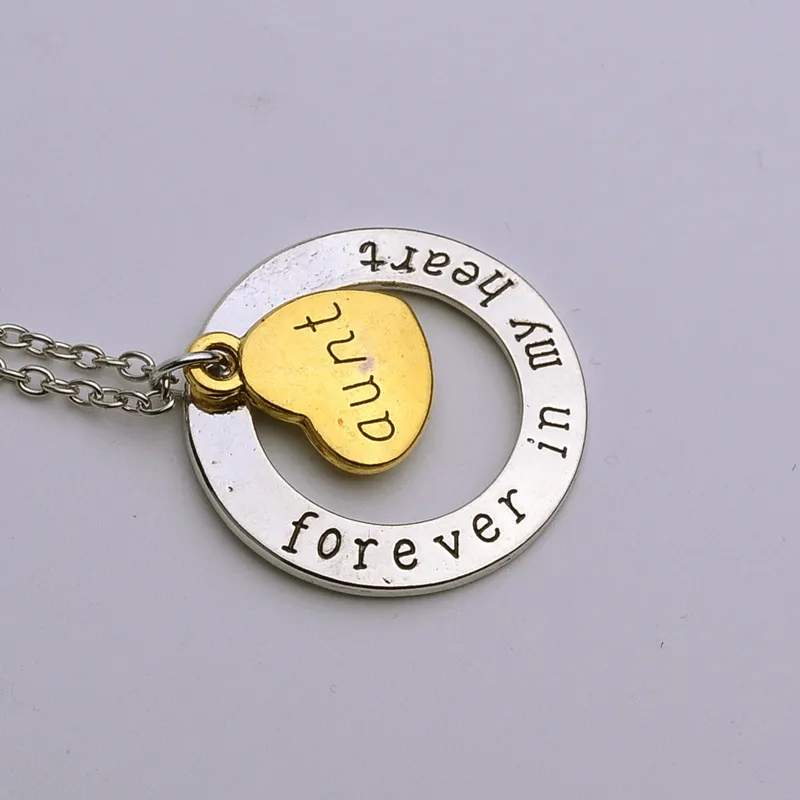 Forever in My Heart Pendant Necklaces Letter Family Member Grandpa Uncle Aunt Mom Dad for Women Fashion Jewelry 6155