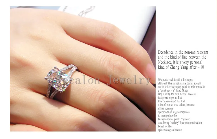 Vecalon Trendy Kussen Cut 3CT Gesimuleerde Diamond CZ Engagement Wedding Band Ring voor Vrouwen 10kt Wit Goud Gevuld Vrouwelijke Ring