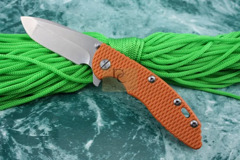 Version Sanglier Rick HINDERER CTS XM-18 Titane + G10 Poignée D2 couteau pliant à lame en acier rapide pour Camping chasse EDC outil