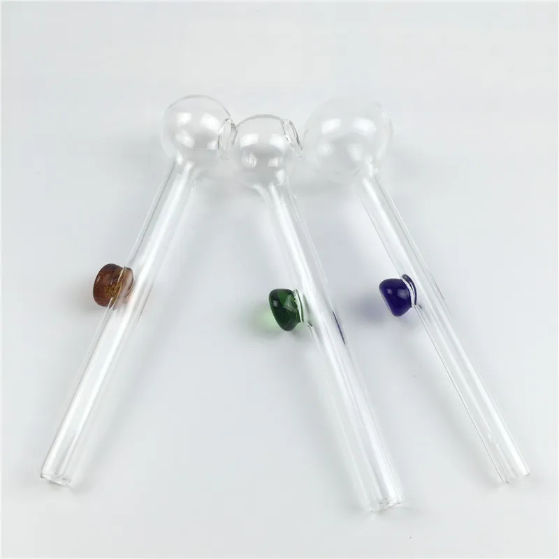 Pyrex tubo de vidro queimador de óleo de 10 cm mini tubo de vidro grosso colorido barato mão tubos para fumar cachimbo de óleo roxo queimador de água