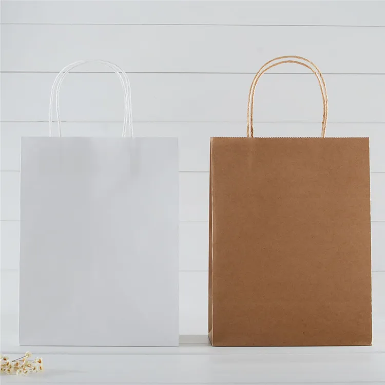 White Paper Gift Bag Wedding Party Birthday White kraft Paper Bag Small Adorn Article Gift bags Gift Boxes Hand Bag General Paper Bag