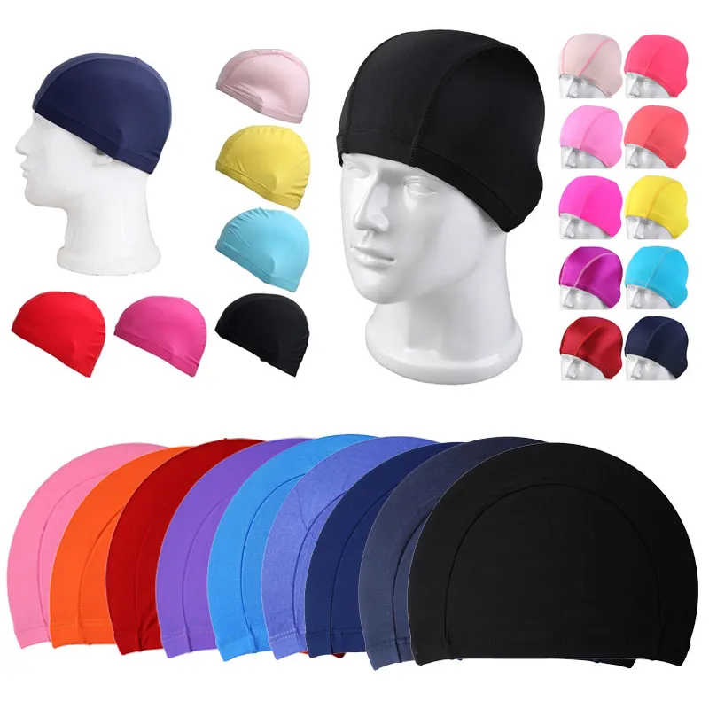 Bonnets de bain en Nylon et Spandex pour hommes et enfants, plusieurs couleurs et designs, élastiques, taille libre, couleur aléatoire