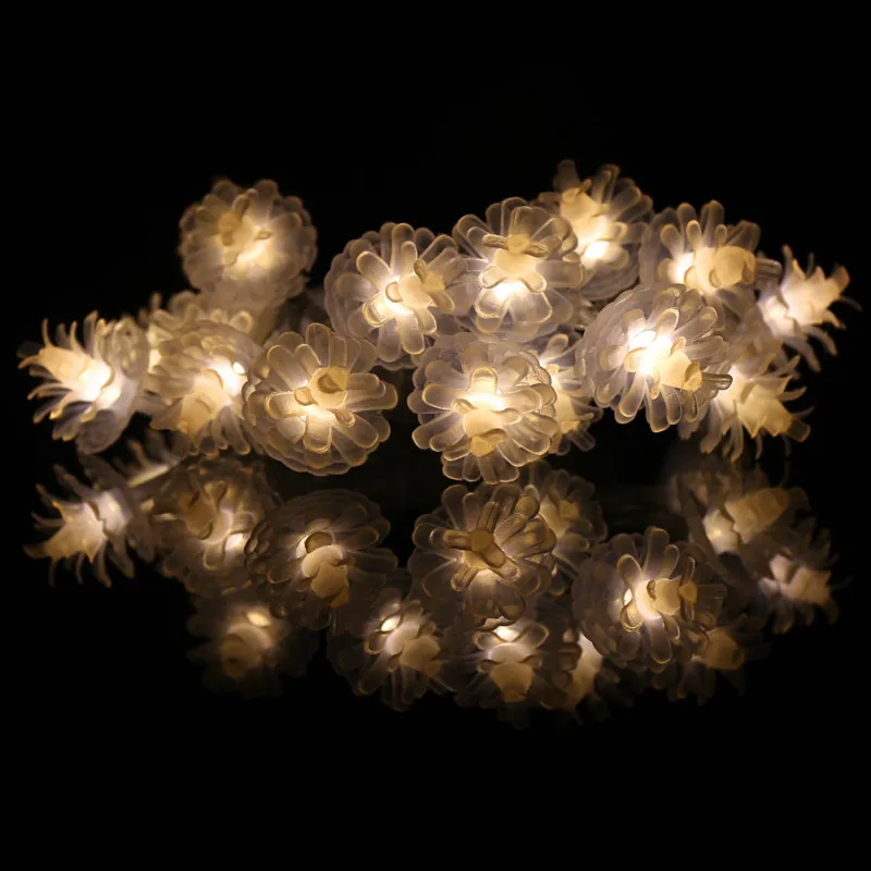 Warm White Dine Cones Shape Shape 20 LED Fairy String Lights Batterij Operated voor Xmas, Feestelijke, Bruiloft / Verjaardag Party Decoration