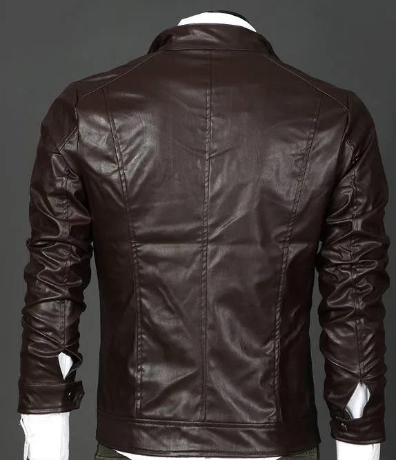 Latest men leather jackets concise slim fit jackets casual Leather short jackets double slant pocktes below s-3xl honest sale