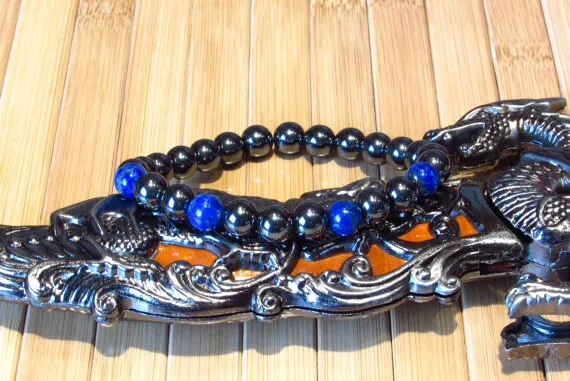 SN0132 NOUVEAURES arrivées Hematite Mens Bracelet Tribal Lapis Lazuli Bracelet en gros de la livraison gratuite