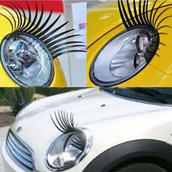 Svart 3D Automotive Headlight Eyelashes Car Eye Lashes Auto Eyelash 3D Car Logo Sticker Charmiga ögonfransklistermärken för bilar 275o