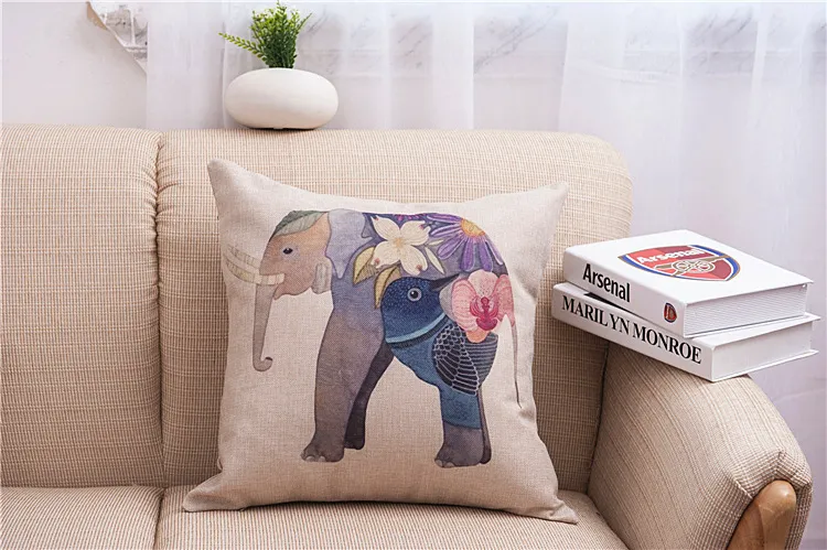 Inde éléphant Style taie d'oreiller fleur éléphant taie d'oreiller coloré Animal éléphant jeter taies d'oreiller décor à la maison coussin Covers8125110