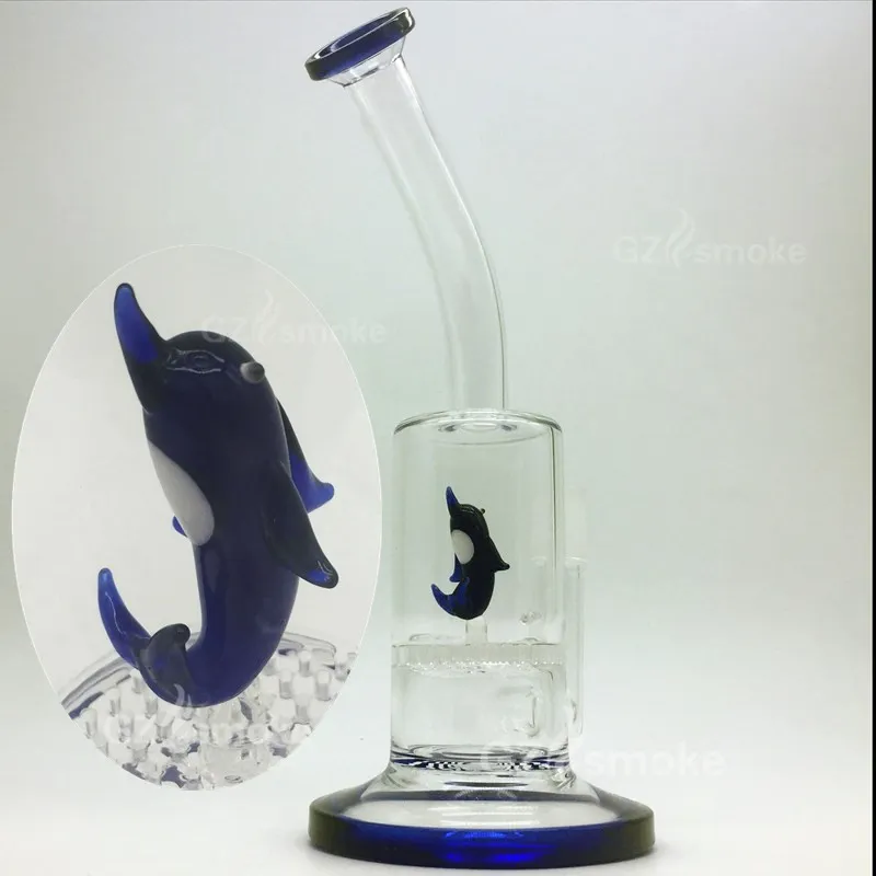 ed Cute Dolphin Elephant Swan On Percolator Glass Bong