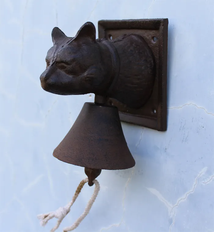 Cast Iron CatShaped Wall Mounted Bell Decor Ornate Doorbell Rustic Brown Cottage Patio Garden Farm Country Barn Courtyard Decorat5447504