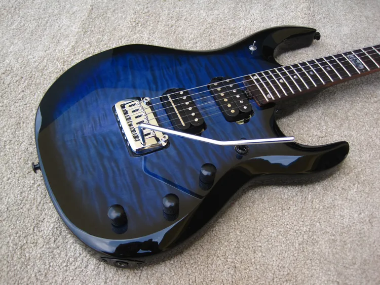 JPX Eernie Ball John Petrucci Flame Maple Top Electric Guitar Lake Blue Double Blocking Tremolo Bridge Top Продажа