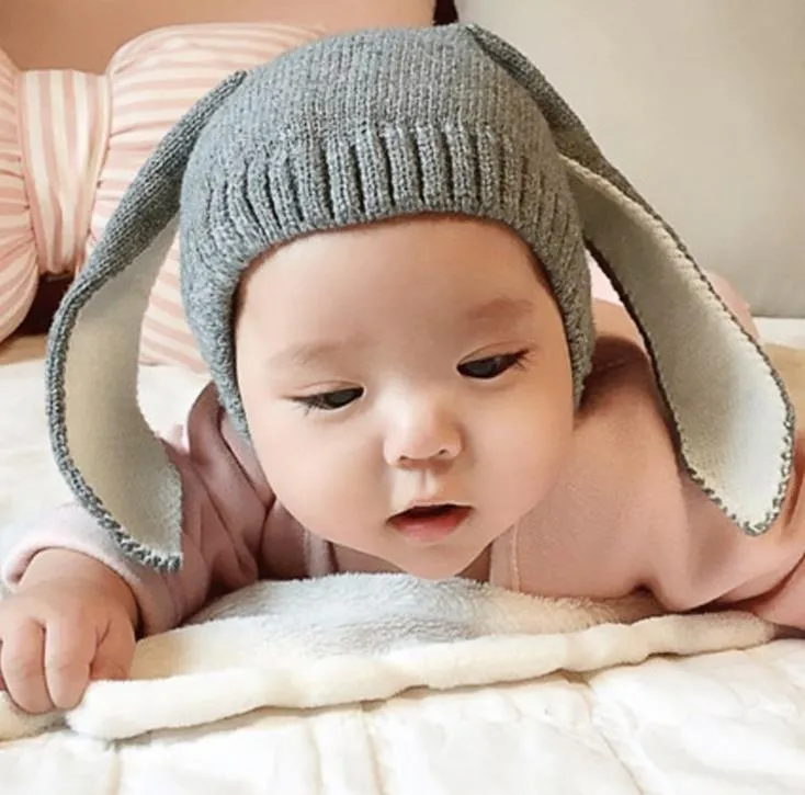 Autumn Baby Cartoon Bunny Ears Hat Kids Knitted Cap Girls Boys Warm Beanies Children Hats 12484