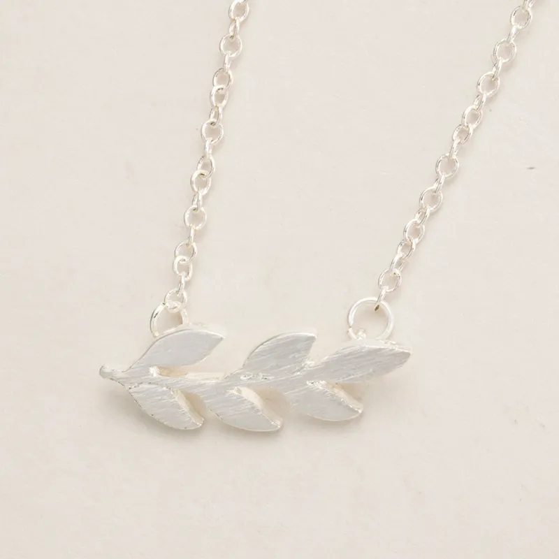 Everfast Wholesale Bohemian Gold Silver Plated Organic Laurel Tree Leaf Necklace Leaves Pendant Necklace Plant Fashion Jewelry