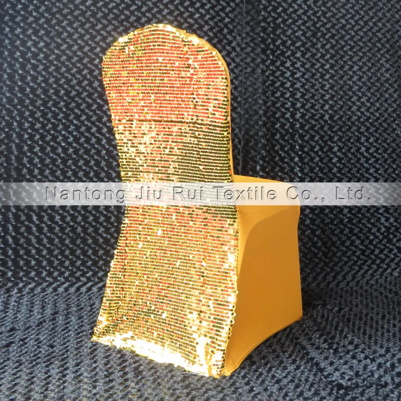 Oro Silver Sequin Back lycra banquete silla cubierta 20 unids para bodas hotel