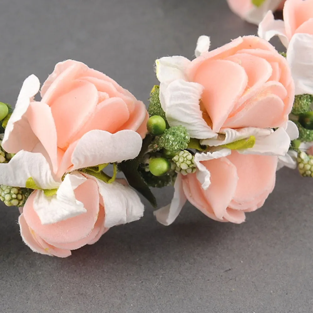 2016 New Flower Garland Floral Bride Headband Hairband Wedding Party Prom Festival Decor Princess Floral Wreath Headpiece