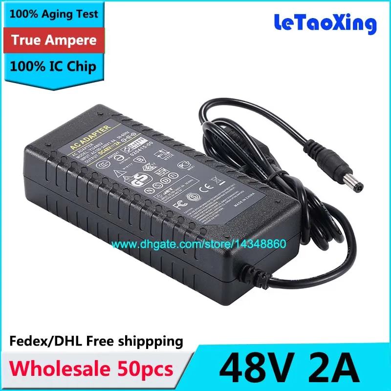 50pcs AC DC 48V 2A Power Adapter Supply Transformer For 5050 / 3528 LED Strip Light With IC Chip Free shipping