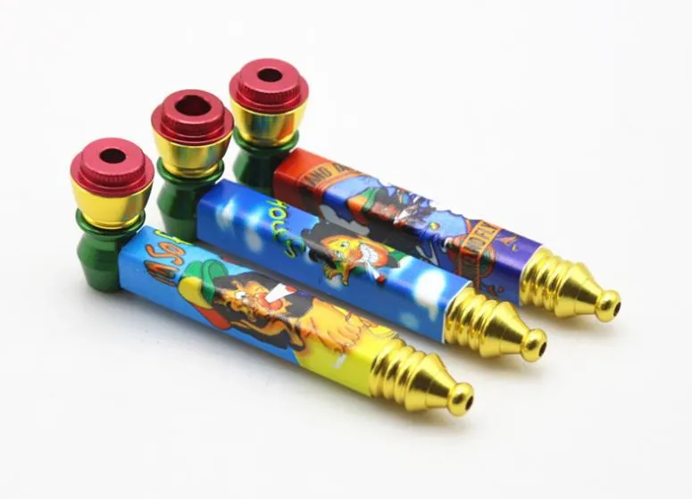 Commercio all'ingrosso colore moda metallo staccabile tubo portasigarette filtro creativo tubo di tabacco tubo di fumo di vetro metallo alluminio, colore ra