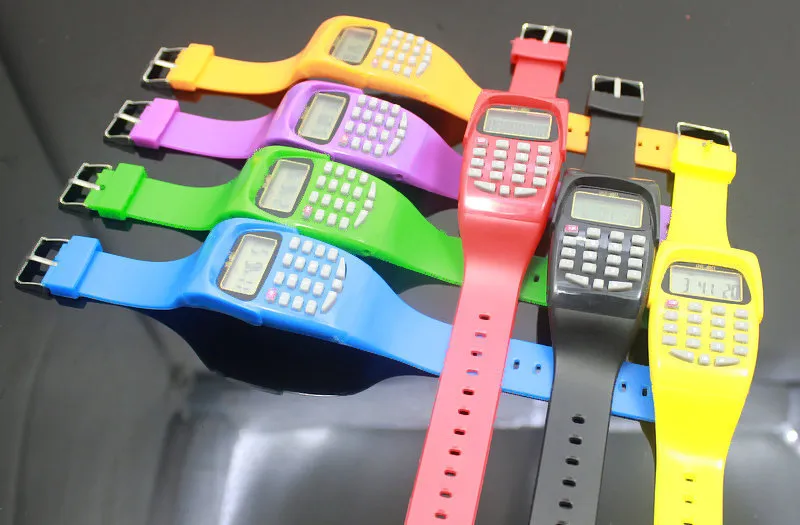 Reloj LED Digital electrónico de moda 2016, reloj deportivo informal de silicona para niños, reloj de pulsera multifunción con calculadora, reloj Relogio