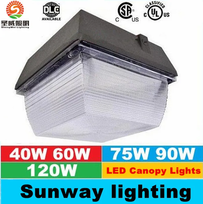 40W 60W 75W 90W 120W IP65 LED Floodlights Outdoor Lighting Canopy Light för bensinstation LED Flood Light AC 110-277V Garanti 5 år