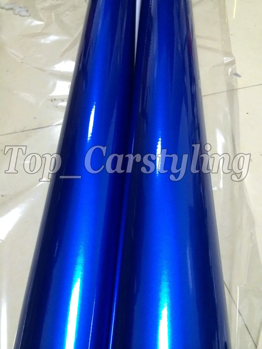 Dunkelblaue, glänzende Metallic-Bonbon-Vinyl-Autoverpackungsfolie mit Luftkanal, metallische glänzende Aufkleber, gegossene Auto-Styling-Folie, Größe 1,52 x 20 m/Rolle