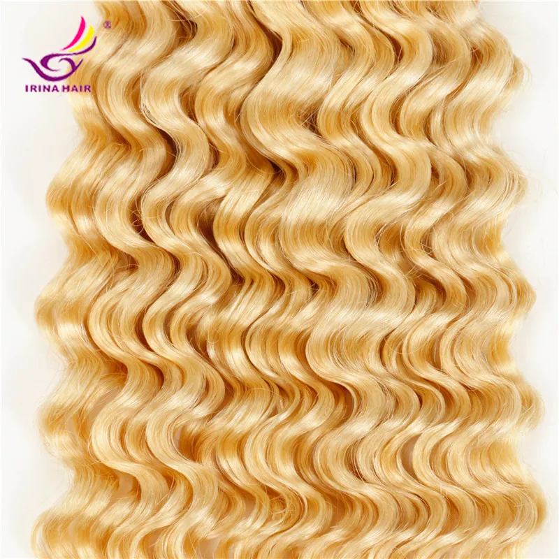 Оптовая 10-28inch отбеленная блондинка Цвет #613 русский бразильский перуанский индийский малайзийский девственные волосы глубокие вьющиеся человеческие волосы расширения 4 шт.