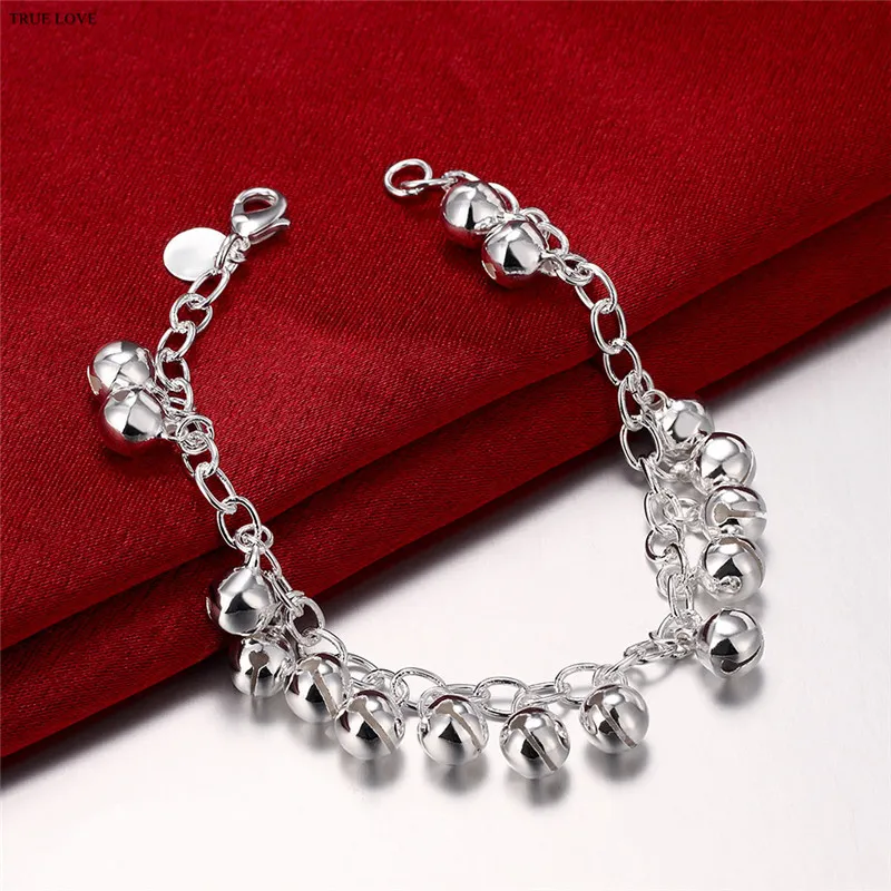 Bracelet à breloques cloche plaqué argent sterling 925, bijoux à la mode, joli cadeau d'anniversaire pour femme, bracelets jingling, tendance, livraison gratuite