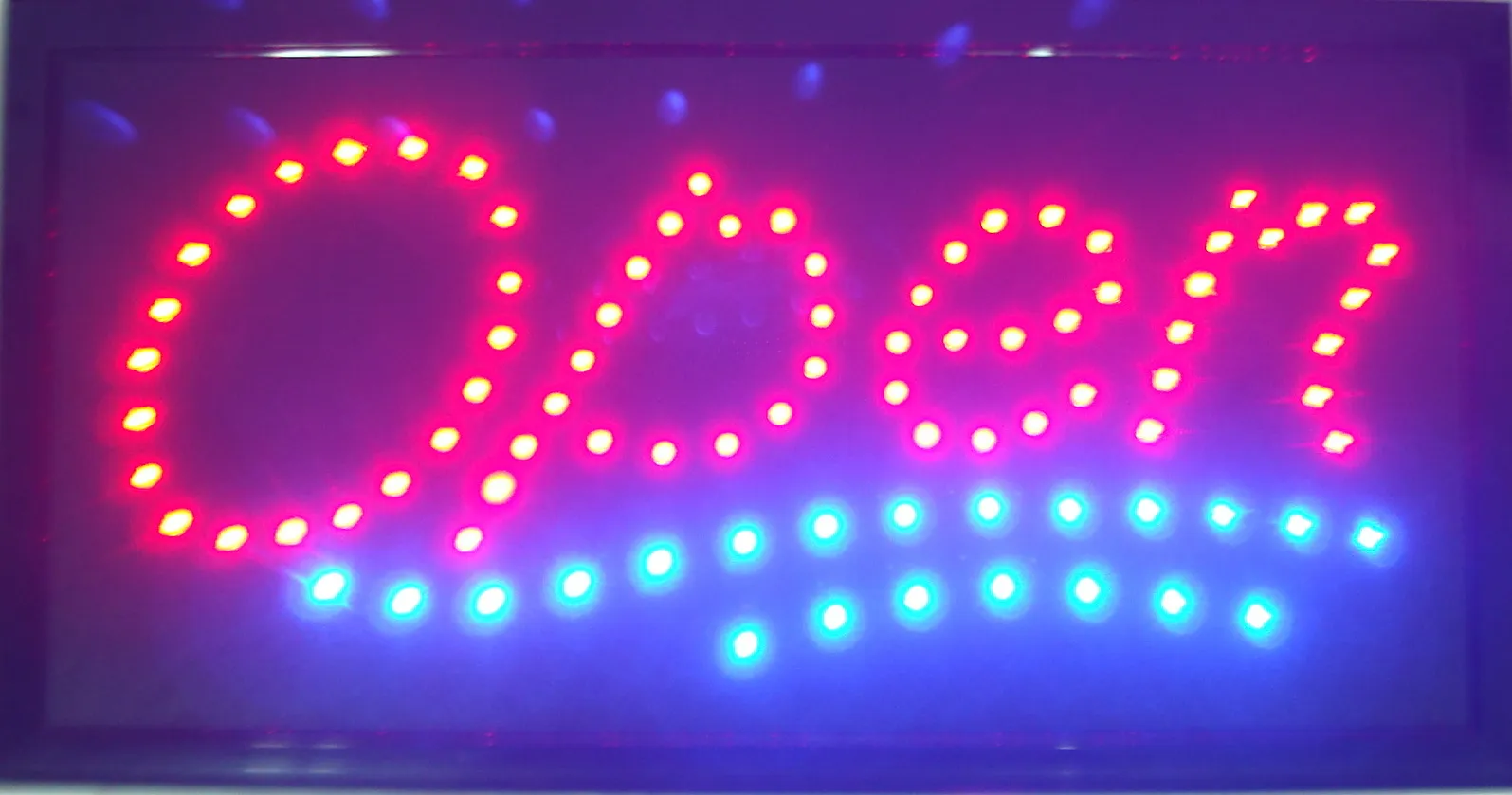Öppna tecken Hög synlig Ljus Stylig 2 färger Led Flytta blinkande Animerad Neon Sign Motion Light Off Switch Knapp Kedja 19x10 för busines
