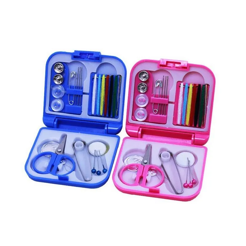 200set Portable De Voyage À Coudre Kit Aiguilles De Fil Mini En Plastique Cas Ciseaux Ruban Pins Fil Thread Set Ensemble À Coudre Outils ZA0926