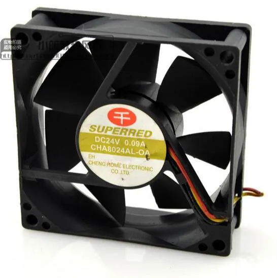 SUPERRD CHA8024AL-OA 24V 0.09A 8CM 80*80*25 Ventilador ultra silencioso con disipador de calor de 3 cables