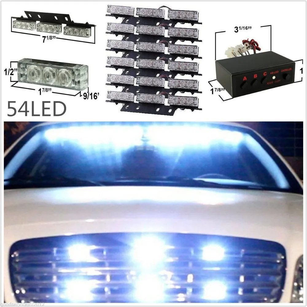 54 LEDs, Weiß, Für Auto, SUV, Deck/Armaturenbrett/Kühlergrill, Notfall  Warnblitzlichter, 6 Balken Von 37,87 €