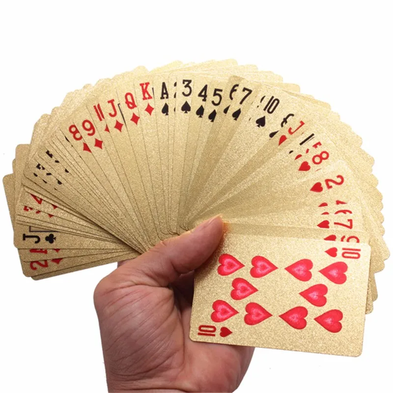 Feuille de jeu de cartes de jeu en plastique mat de qualité supérieure pour le jeu de cartes de poker en plastique plaqué or de qualité supérieure originale 24K pour la collection de cadeaux