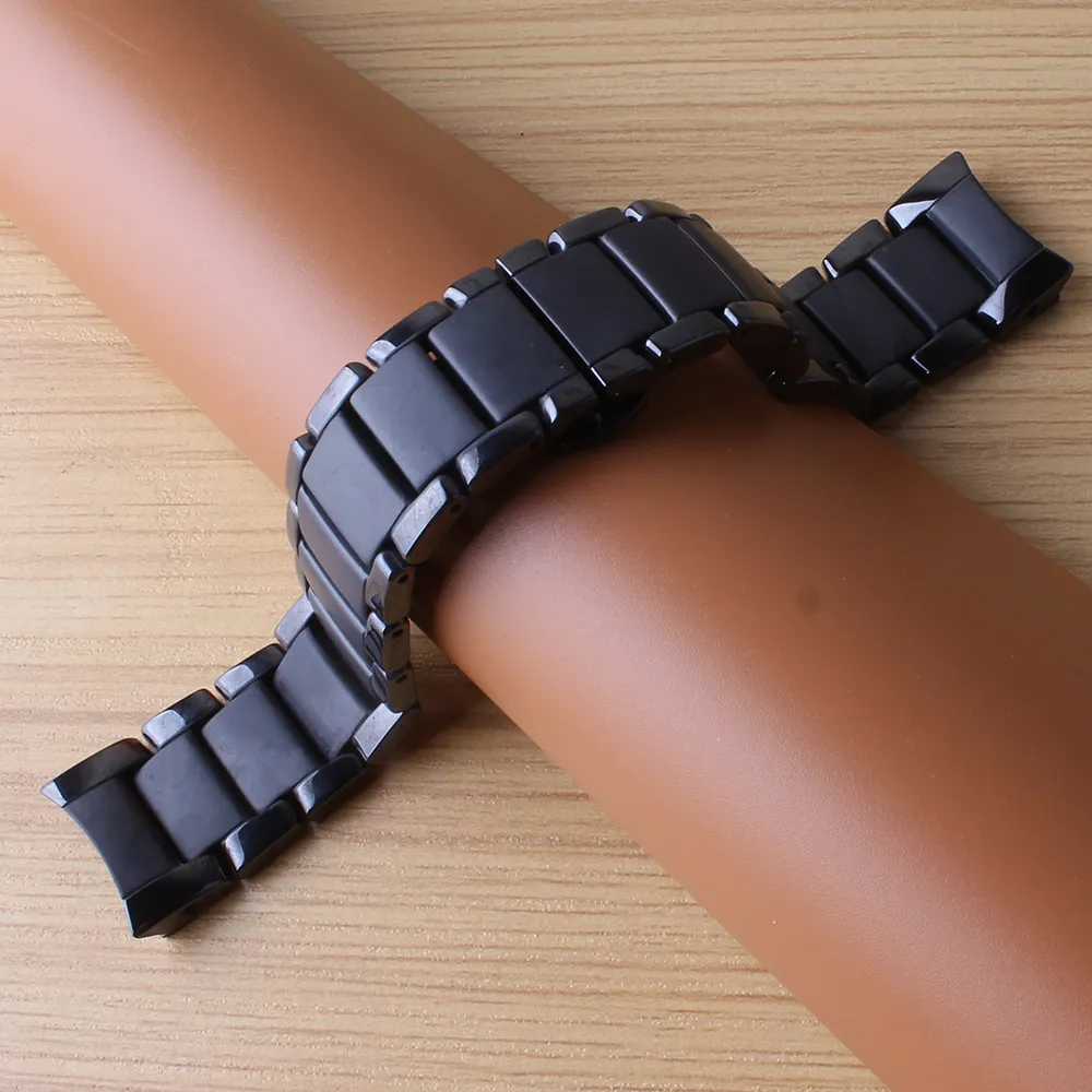 New arrivals watch band curved end ceramic bracelet for men 1451 1452 watchband 24mm black polished and matte color waterproof watch strap