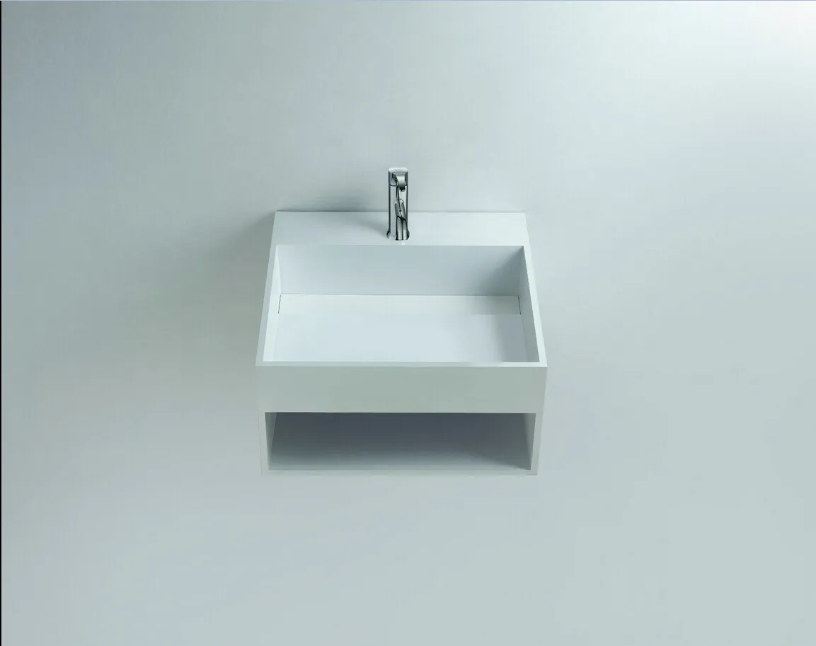 Solid Surface Stone Wall Hung Sink Cloakroom Wall Mounted Cabinet RS3836