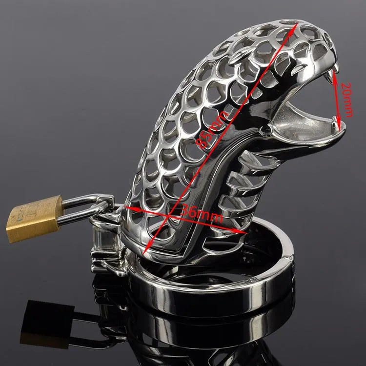 Dispositif de chasteté en forme de serpent chasteté en métal Cage à bite en acier inoxydable ceinture de chasteté anneau de bite BDSM jouets Bondage produits sexuels