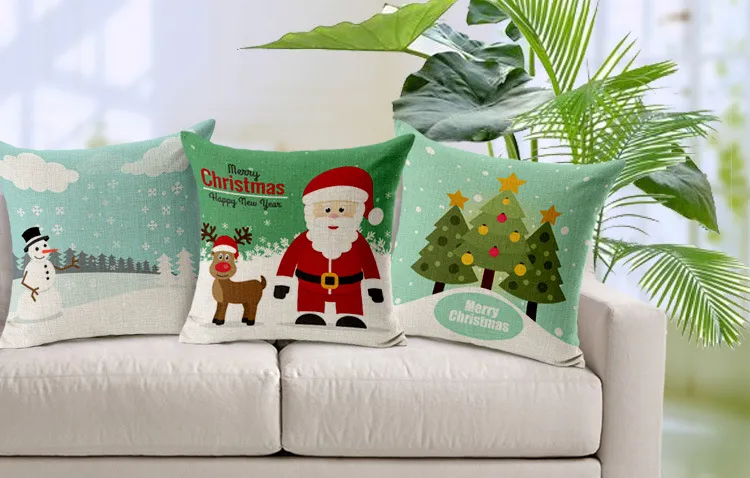 180g Jul Theme Pillow Case Fader Christmas Snowman Pillow Cover Merry Christmas Present Kudde Skydd Bästa gåva för barn 10st