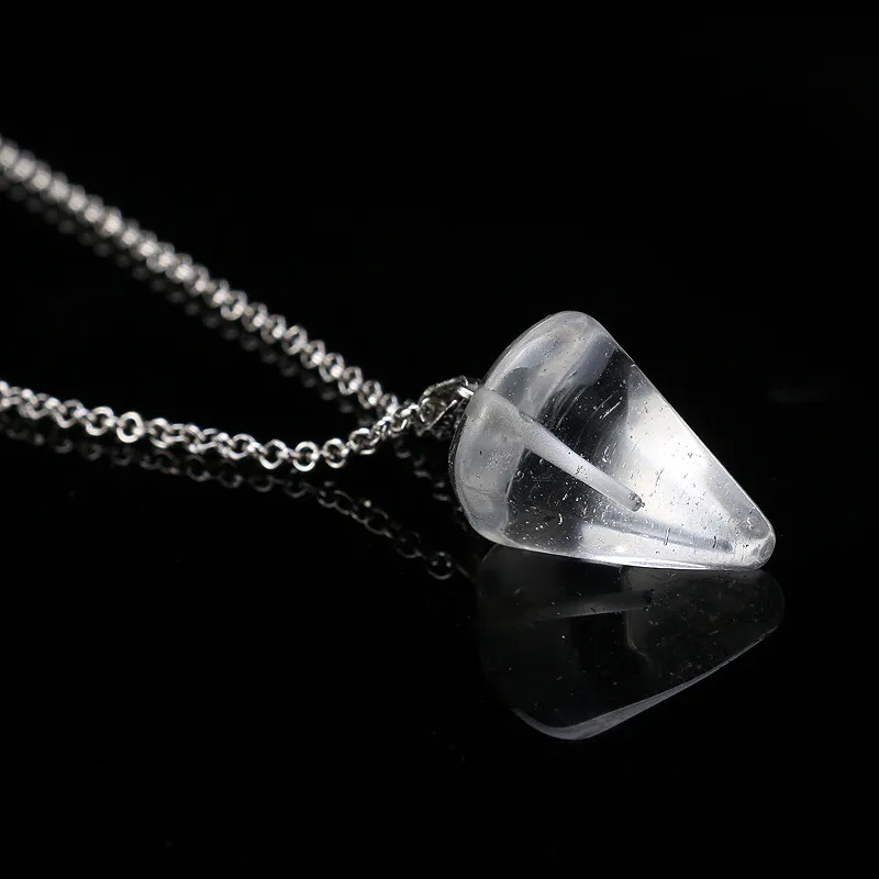 Natural Crystal Stone Statement Pendant Halsband smycken med silverpläterad kedja för kvinnliga män älskar modetillbehör