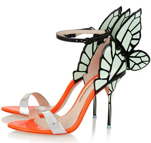 Sophia webster Evangeline Angel-wing high heel Sandal New Butterfly Rhinestone Studded Leather Sandals With Fine Heel Sandals EUR Size 34-42