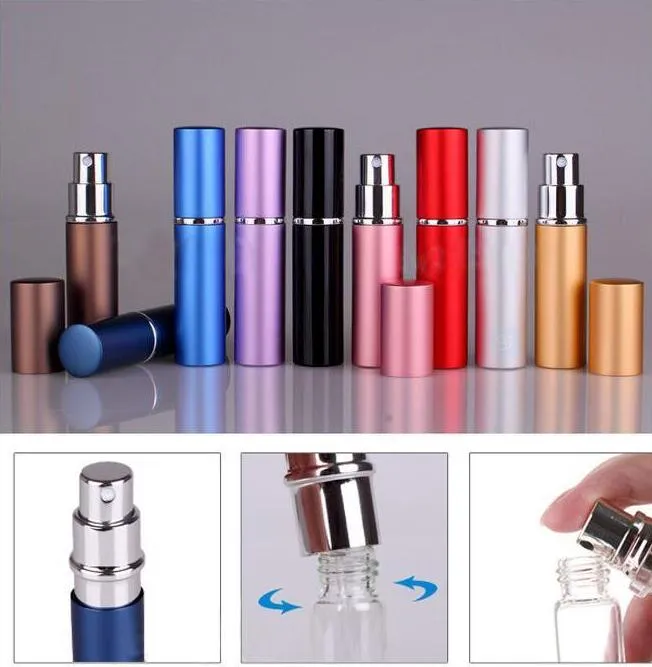 Fashion 6ML Mini Portable Travel Refillable Perfume Atomizer Bottle For Spray Scent Pump Case Empty Perfume bottles DHL 