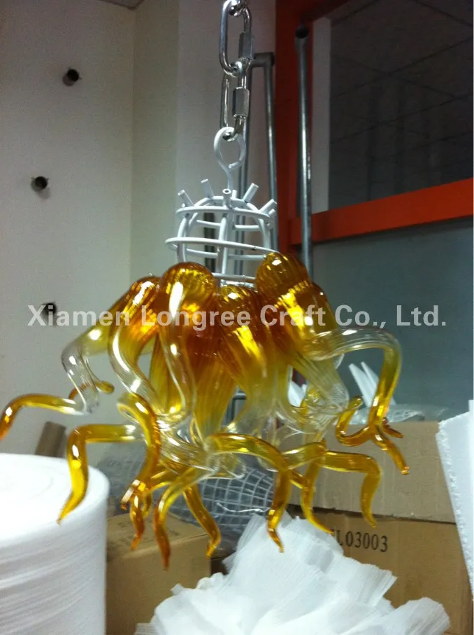 C88-Mini Size Hand Blown Murano Glass Chain Chandelier lamp Light Modern LED Crystal Pendant Lamps for Hotel Decor