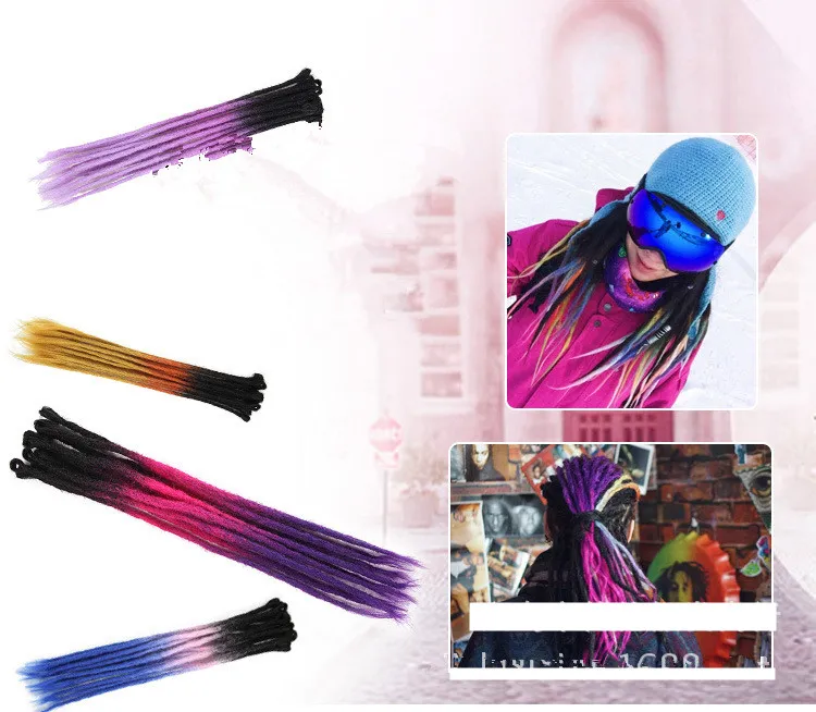 Arrivée Dreadlocks 2.2usd/pcs 30 pièces pour une tête synthétique crochet tresses extensions de cheveux travail manuel coloré 22 pouces double longueur