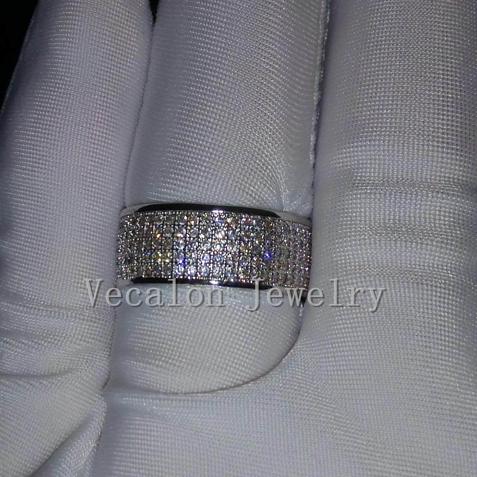 Vecalon Full Diamant Simulé Cz Bague De Mariage Pour Femmes 10KT Or Blanc Rempli Femme Bague De Fiançailles Sz 5-11