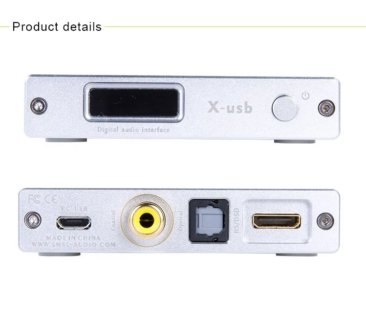 SMSL X-USB XMOS USB to Spdif Audio Converter Optical Coaxial DAC 384KHZ IIS DSD64DSD128 Jitter DFU HiFi Digital LVDS HDMI Black 11