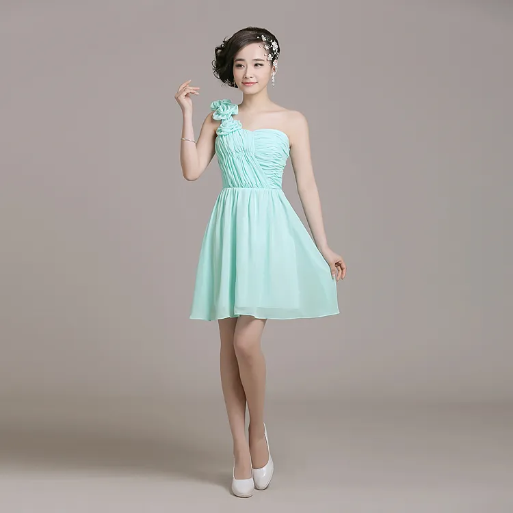 Plisowana Krótka Sukienka Junior Druhna Sukienka z Kwiatem Lace W Górę 2020 New Wedding Guest Dress Ice Blue Suknie