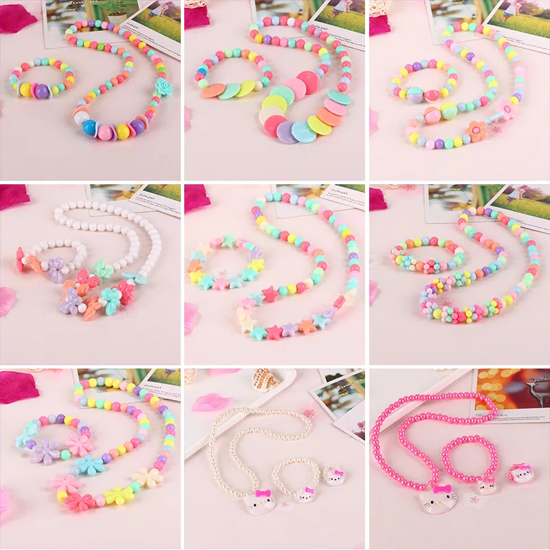 Hot Sell Necklace Bracelet Jewlery Sets Children Sweet Candy Colors ...
