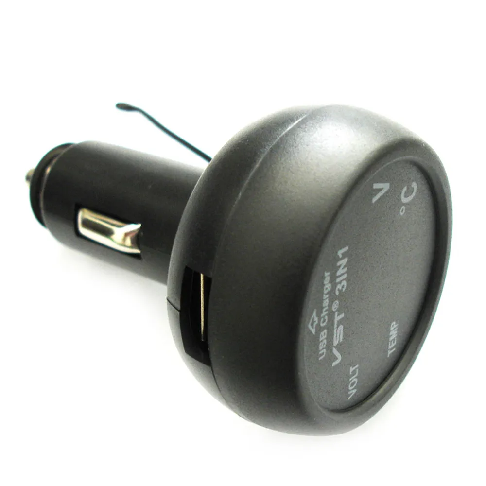 3 VST706 Dijital LED Araç Voltmetre Termometre Otomatik Araç USB Şarj Cihazı 12V24V Sıcaklık Ölçer Voltmetre Çakır Lighter3929584