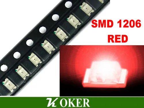 3000 pièces/bobine SMD 1206 3216 Diodes de lampe LED rouge Ultra lumineuses