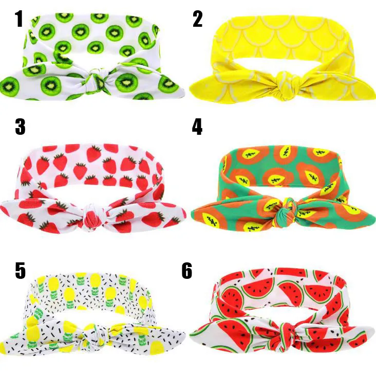 6 cores Hot Europa Moda cabeça do bebê Bandas Fruit Pattern headband bonito crianças Meninas Faixa de Cabelo melancia Headwear Crianças Cabelo Acessório