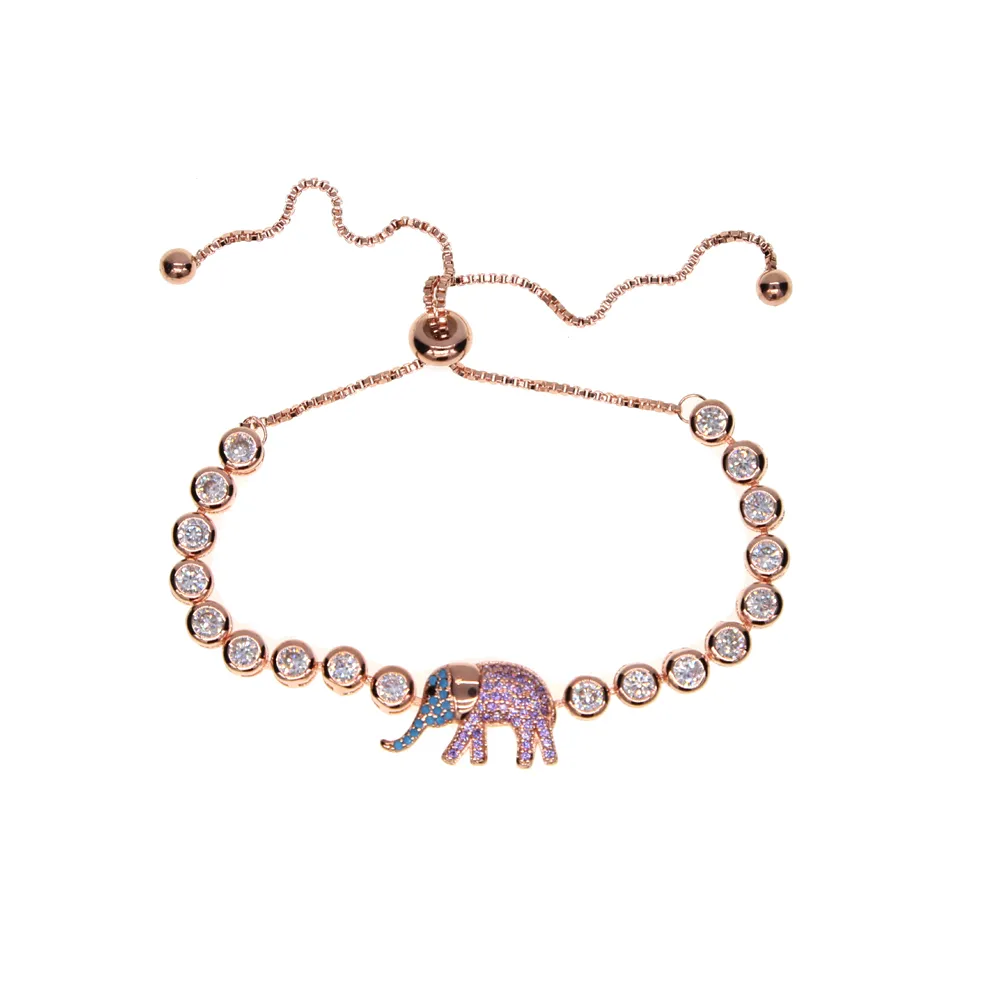 Mignon africain Cz Turquoise éléphant Bracelet perle Animal pendentif or bracelets à breloques pour cadeau femmes fille Pulseras