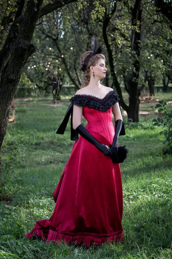 Halloween kostymer Fancy Prom Dress Off Shoulder Pincess Cosplay Kostym Bowknot Ärmlös Skräddarsydd Victorian Ball Gown