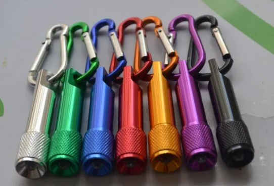 Birthday christmas lights gifts LED Mini Flashlight Aluminum Alloy Torch with Carabiner Ring Keyrings Key Chain mini LED Flashlight